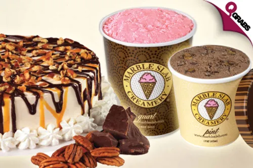 Choose from a Pint or a Quart Plus a ‘Mixin’ for only QR21/QR26, AND buy a Small or Large Ice Cream Cake for only QR49/QR64 from Marble Slab Creamery (up to QR129 value)
